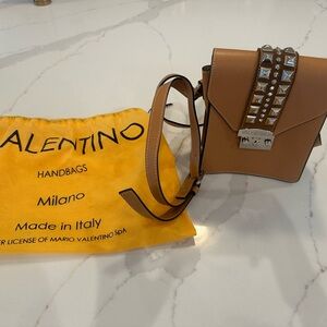 Valentino Brown Studded Crossbody Bag